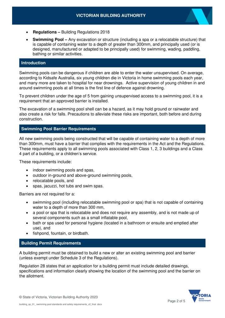 Swimming Pool Standards & Safety Requirements The Project Centre