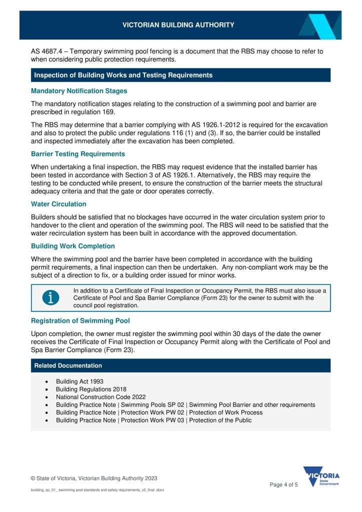Swimming Pool Standards & Safety Requirements The Project Centre